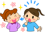 審美的な入れ歯を装着して友人に見せている女性のイラスト