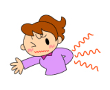 入れ歯の噛み合わせが不適切なために、腰痛に悩んでいる女性のイラスト