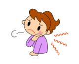 入れ歯の噛み合わせの具合が良くなく肩こりの症状に悩んでいる女性のイラスト